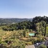 Blick von oben auf das Ferienhaus in der Toskana mit Pool