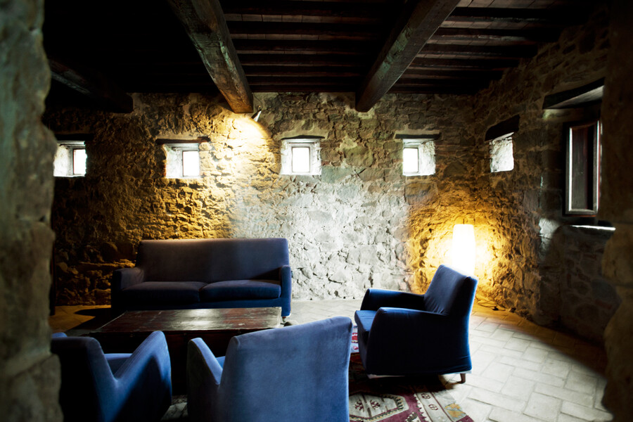 Fernsehzimmer im Steinhaus in Umbrien Casa Bramasole