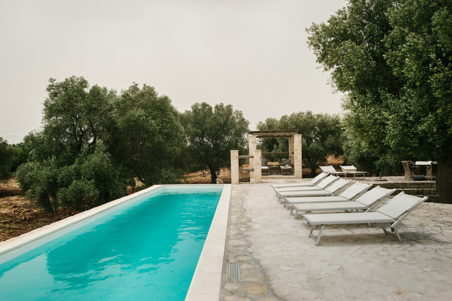 Grosser Salzwasserpool zur Alleinnutzung im Ferienhaus in Apulien