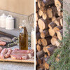 Grill mit Salsicce und Holz im Ferienhaus Casa Moscata im Piemont