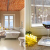 Modernes Bad und Glas Wein aus dem Piemont in Casa Moscata
