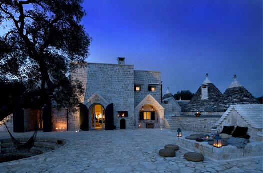 Ferienhaus Trulli Angelo in Apulien in nächtlicher Stimmung