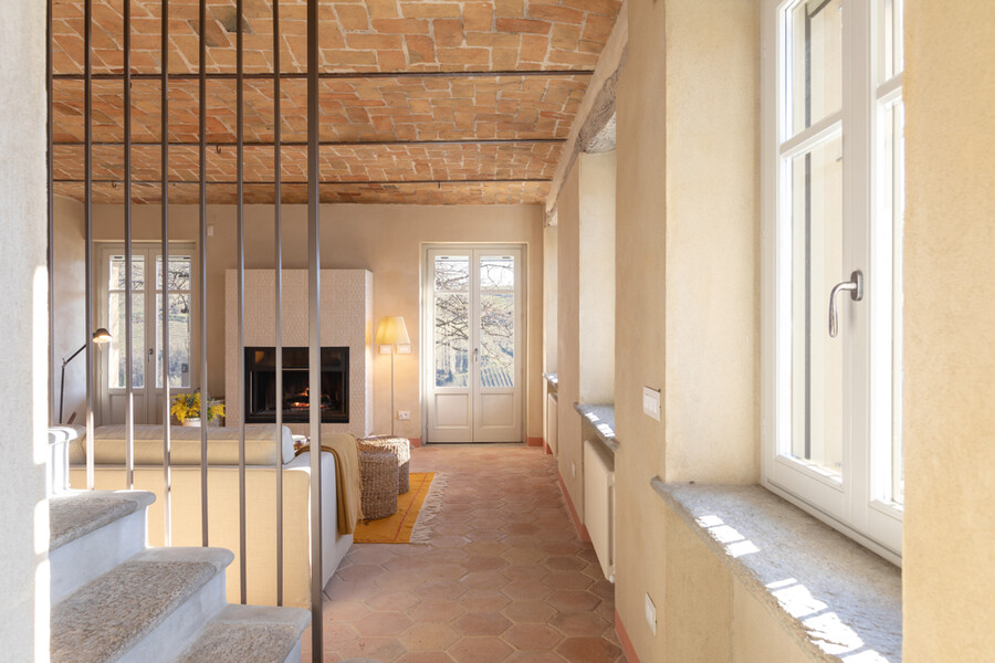 Wohnzimmer mit Charme im Ferienhaus im Piemont Casa Moscata