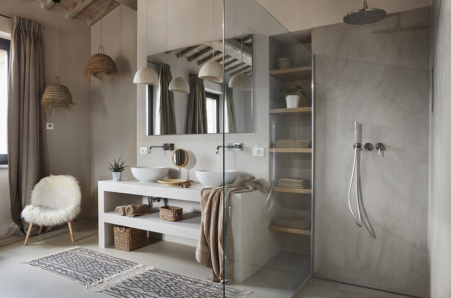 Modernes Badezimmer im Ferienhaus Casa Piegaro in Umbrien